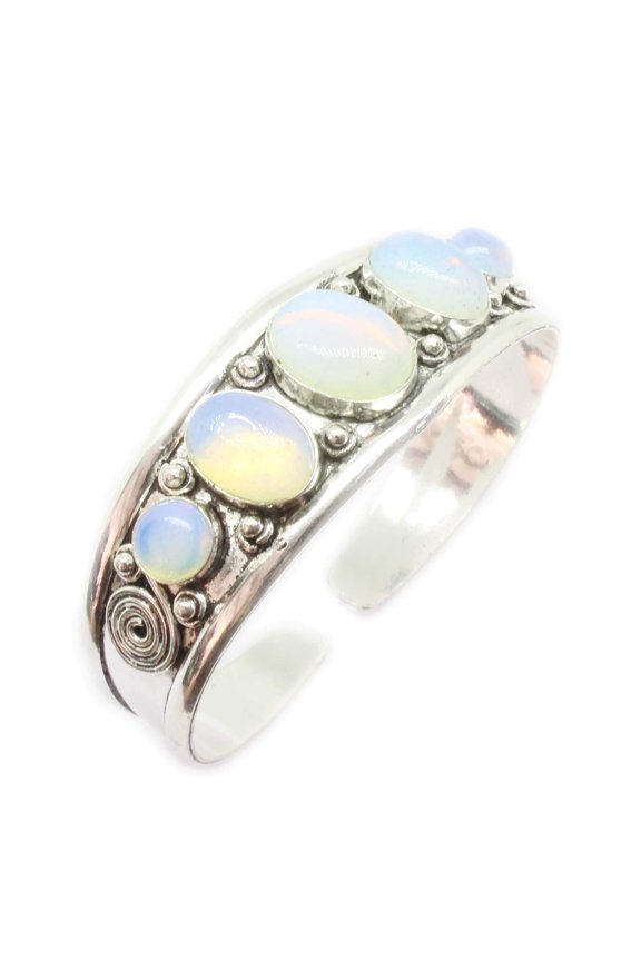 Opalite Bangle Gemstone Bangles Handmade Bangles Silver Plated Bangles