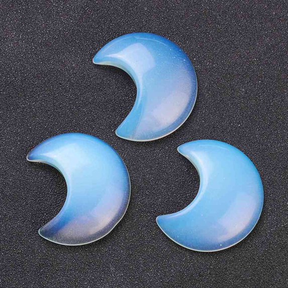Opalite Cabochons No Hole/Undrilled for Wire Wrapped Pendant Making Moon 34~35x29~30x7.5~9mm