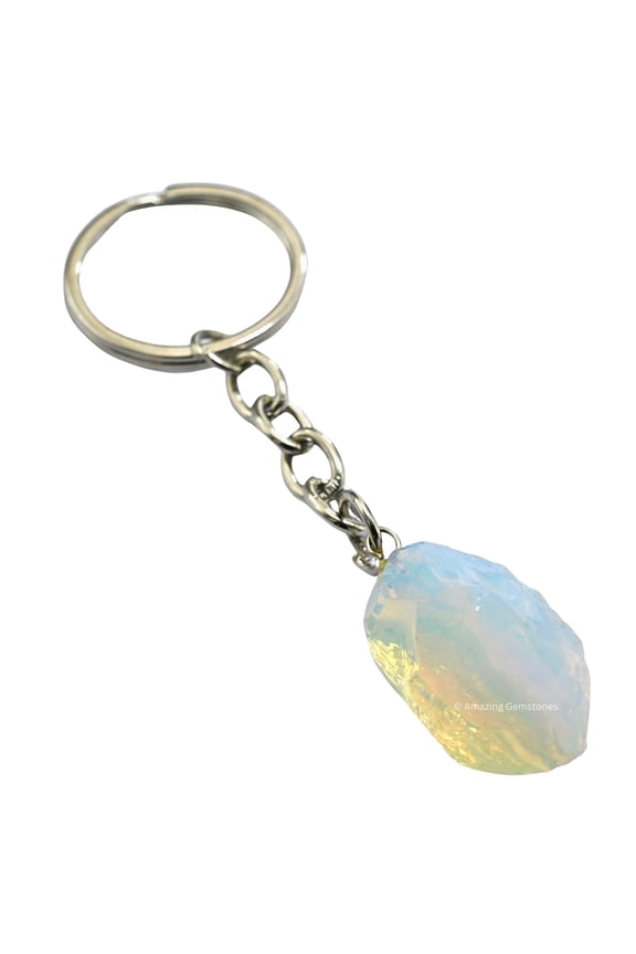 Opalite Crystal Car Key Holder, Raw Crystal Keychain