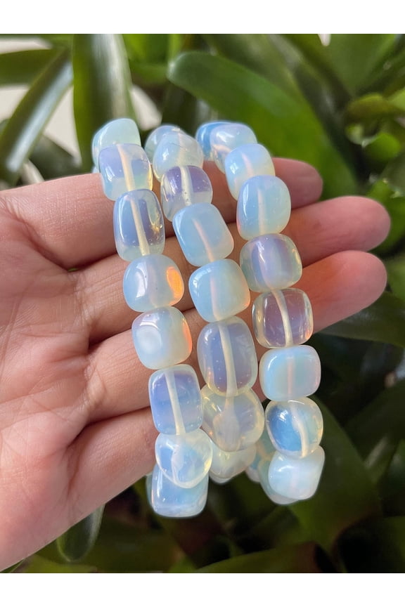 Opalite Crystal Nugget Bracelet, Wholesale Genuine Opalite Tumbled Gemstone Bracelet, Gift for Men & Women (1)