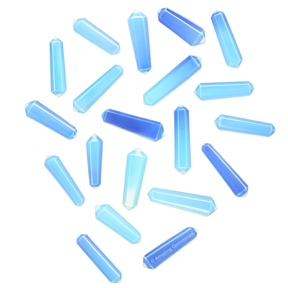 Opalite Crystal Points Bulk 3 Pcs, Hexagonal Healing Point Double Terminated