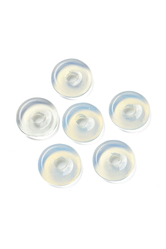 Opalite Donut/Pi Disc Charms 12~13x3~4mm Hole: 3mm Opalite