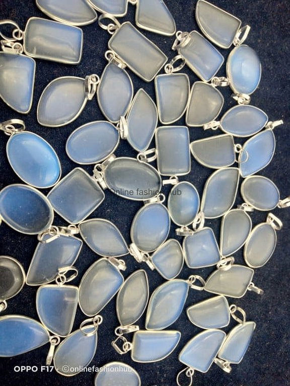 Opalite Gemstone 925 Sterling Silver Plated Handmade Pendant 10 pcs