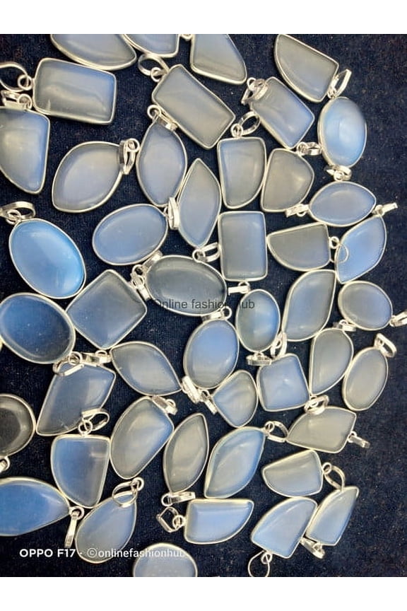Opalite Gemstone 925 Sterling Silver Plated Handmade Pendant 5 pcs