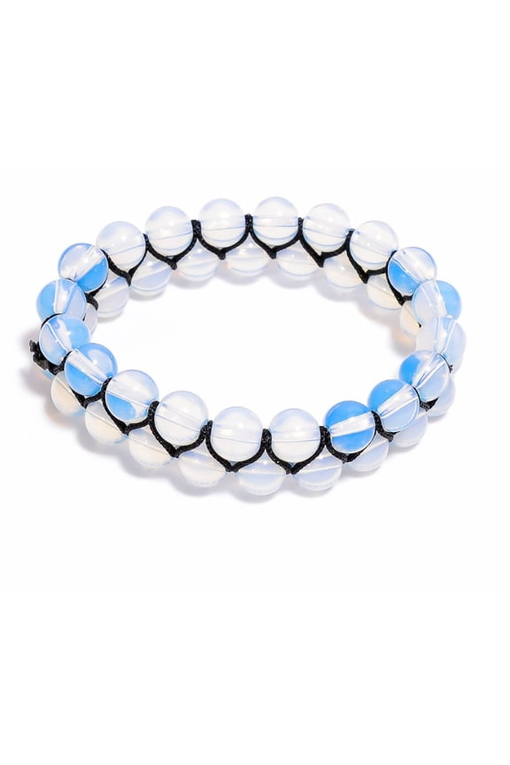 Opalite Gemstone Beaded Bracelet 8MM Round Elastic Stretch Crystal Bracelet, Handmade Spiritual Jewelry for Men & Women