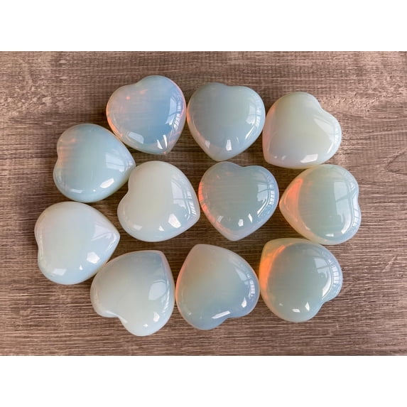 Opalite Gemstone Hearts, Polished Opalite Puffy Hearts, Opalite Palm Stone, Opalite Heart (2 Hearts)