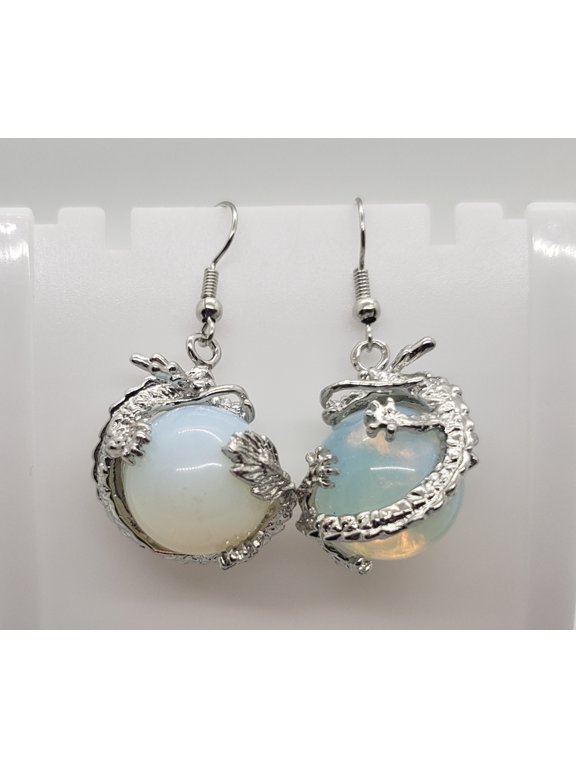 Opalite Silver Dragon Earrings