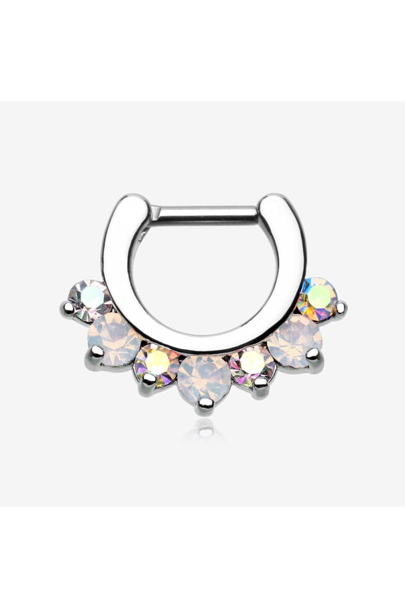 Opalite Sparkle Deuce Septum Clicker Ring