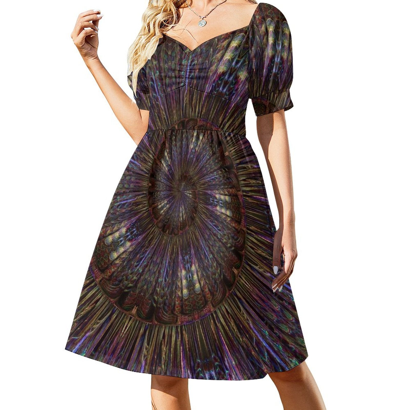 Opalized Ammonite Shell Fossil Sleeveless Dress festival outfit