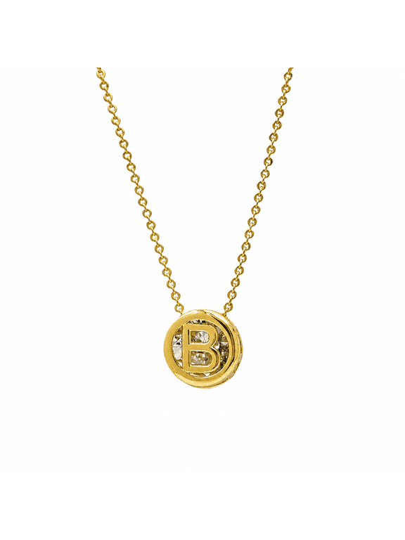 B Initial Necklace for Women, 18K Gold Plated Round Letter B Pendant with Cubic Zirconia, Personalized Initial Jewelry Gift for Mom, Wife, Girlfriend