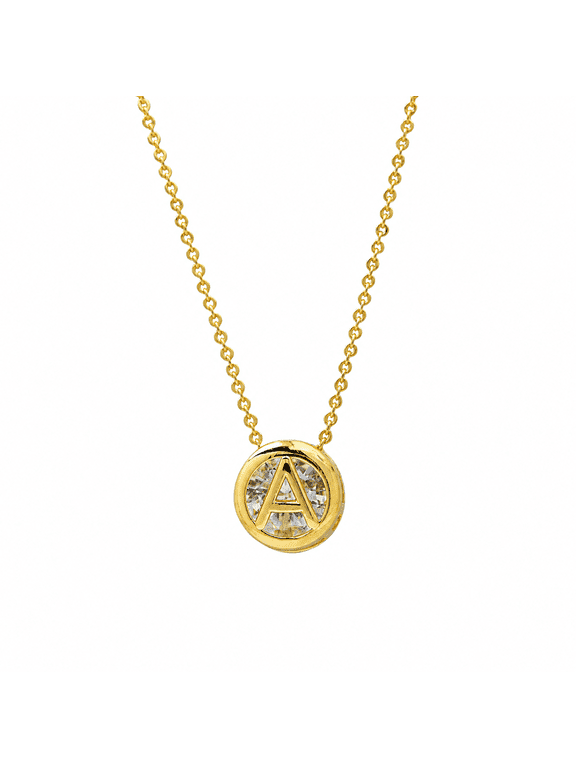 A Initial Necklace for Women, 18K Gold Plated Round Letter A Pendant with Cubic Zirconia, Personalized Initial Jewelry Gift for Mom, Wife, Girlfriend