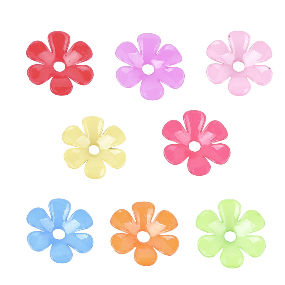 Opaque AS Plastic Bead Caps 6-Petal Flower Mixed Color 33.5x31.5x6.5mm Hole: 5.5mm about 350pcs/500g