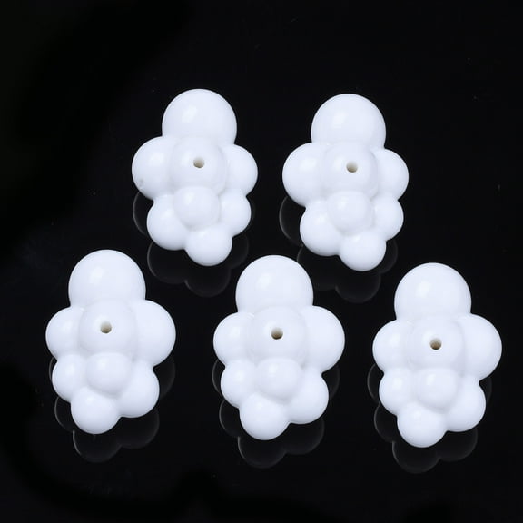 Opaque Acrylic Beads 3D Cloud Shapes White 33x23x17mm Hole: 2mm