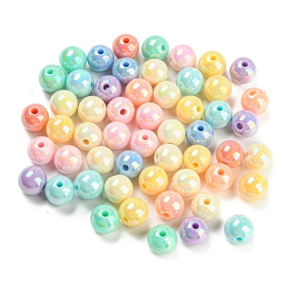 Opaque Acrylic Beads AB Color Plated Round Mixed Color 10x9mm Hole: 2mm about 1000pcs/500g DIY