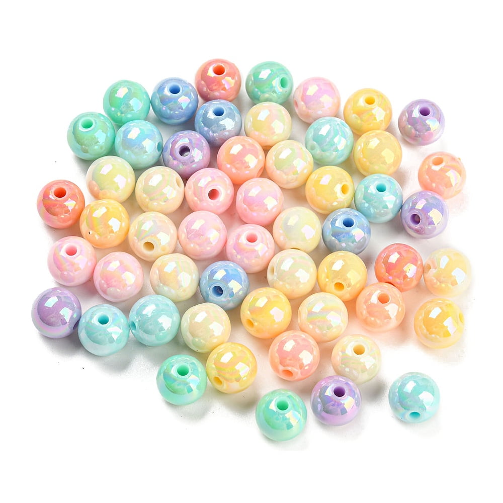 Opaque Acrylic Beads AB Color Plated Round Mixed Color 10x9mm Hole: 2mm about 1000pcs/500g