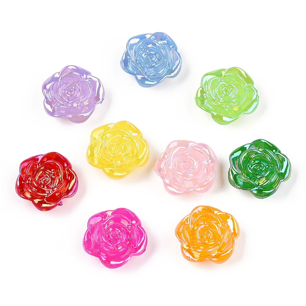 Opaque Acrylic Beads AB Color Rose Mixed Color 17.5x7mm Hole: 1.8mm