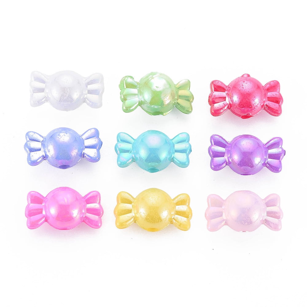 Opaque Acrylic Beads AB color Candy Mixed color 17x9x9mm Hole: 2mm about 943pcs/500g