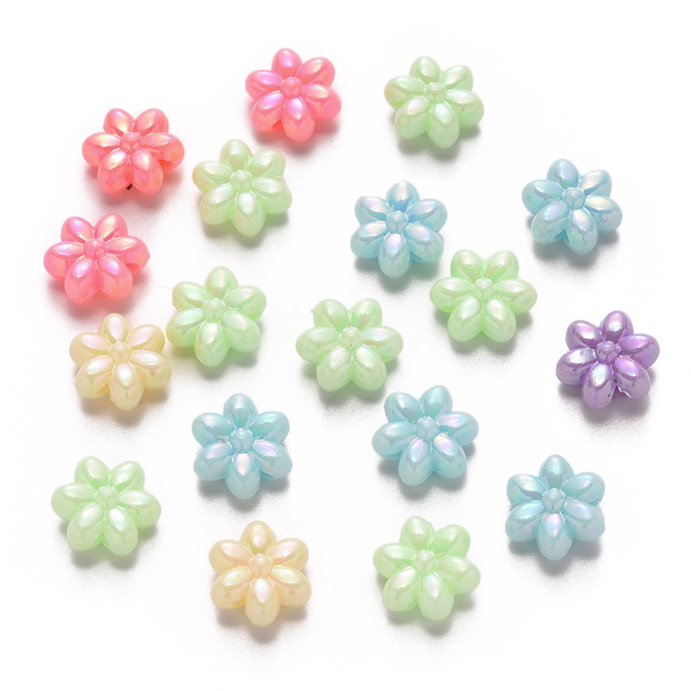 Opaque Acrylic Beads AB color Plated Flower Mixed color 10x11x5.5mm Hole: 1.6mm 1700pcs/500g
