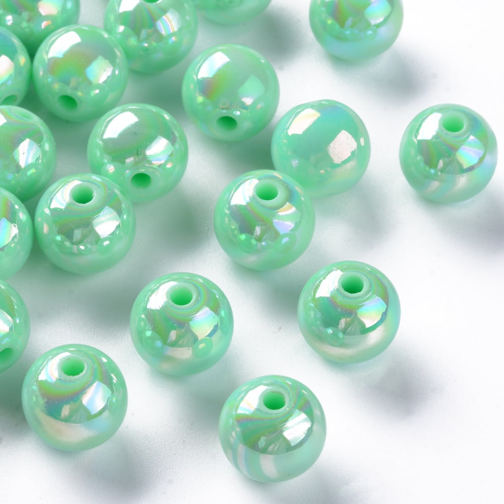 Opaque Acrylic Beads AB color Plated Round Aquamarine 12x11mm Hole: 2.5mm 566pcs/500g