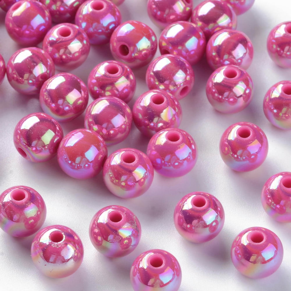 Opaque Acrylic Beads AB color Plated Round Camellia 10x9mm Hole: 2mm 940pcs/500g