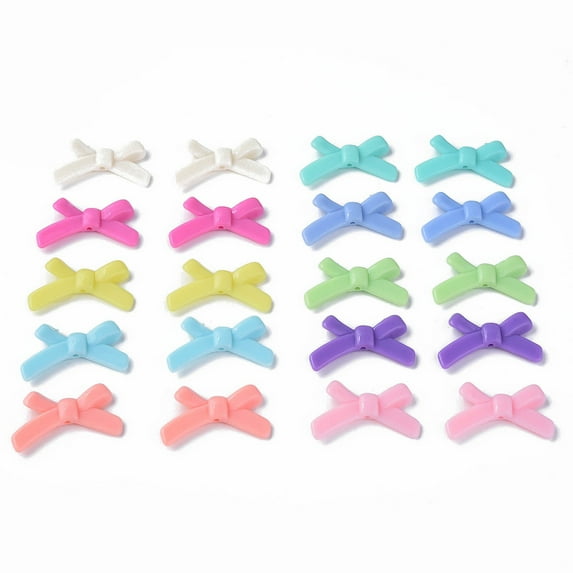 Opaque Acrylic Beads Bowknot Mixed Color 20x34x5.5mm Hole: 1.8mm