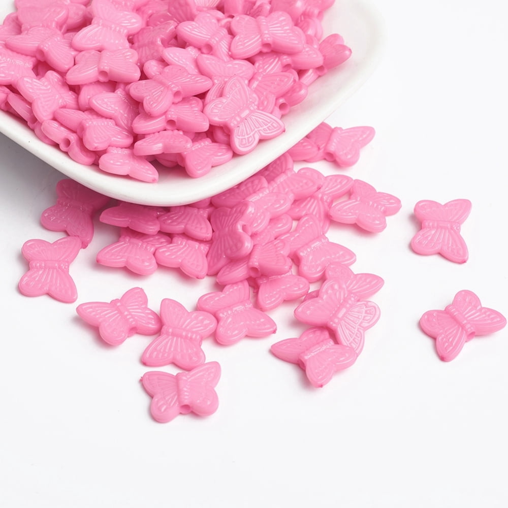 Opaque Acrylic Beads Butterfly Pearl Pink 11x14x4mm Hole: 2mm about 1920pcs/50g