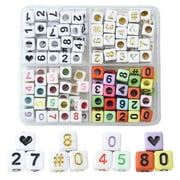 Opaque Acrylic Beads Cube with Number Mixed Color 6x6x6mm Hole 3.5mm 160pcs/box