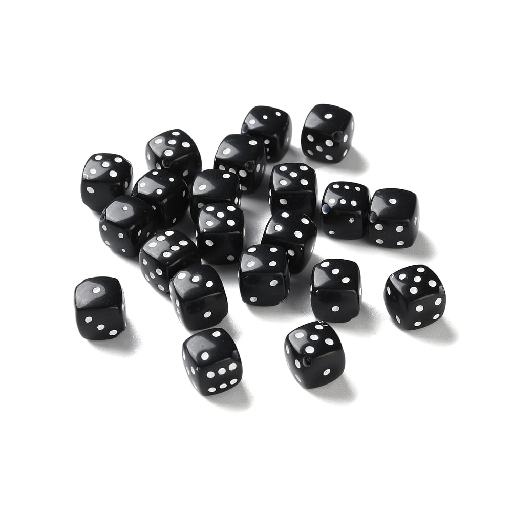Opaque Acrylic Beads Dice Black 10x10.5x10.5mm Hole: 1.2mm 1219pcs/500g