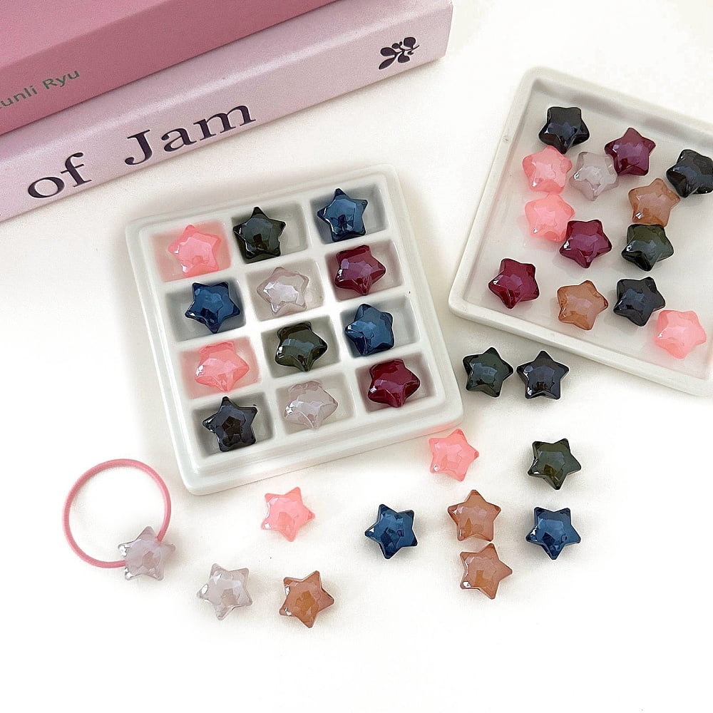Opaque Acrylic Beads Faceted Star Mixed color 17.6x18.5x11.4mm Hole: 5mm