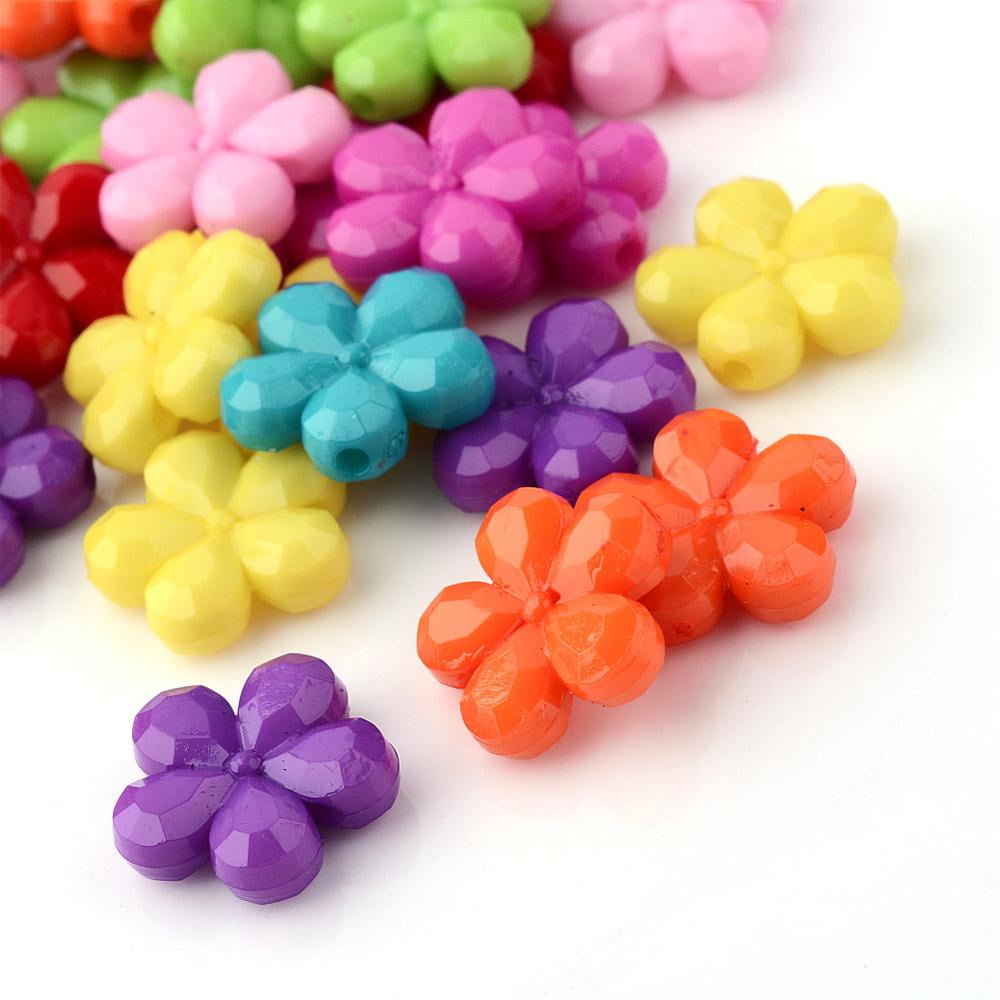 Opaque Acrylic Beads Flower Faceted Mixed color 14x13x4mm Hole: 1.5mm 1250pcs/500g