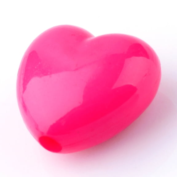 Opaque Acrylic Beads Heart Deep Pink 12x14.5x5.5mm Hole: 1.5mm about 850pcs/500g