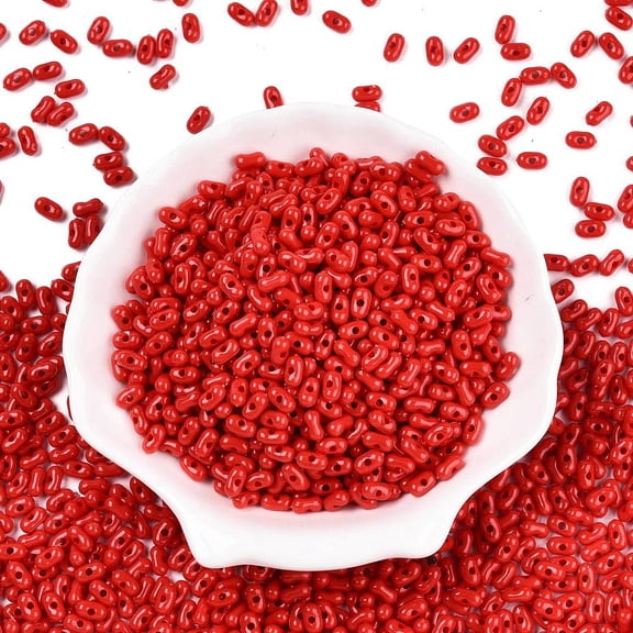 Opaque Acrylic Beads Peanut Red 6.5x4x3mm Hole: 1.5mm about 199pcs/10g