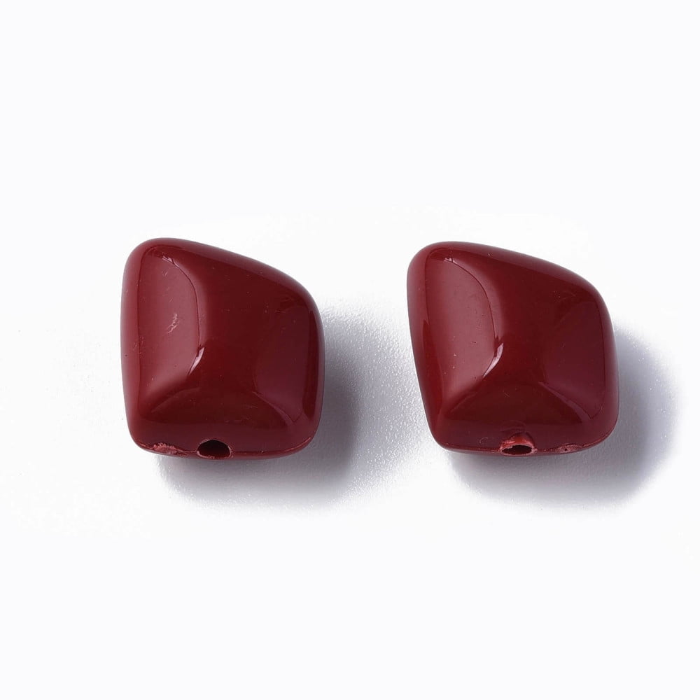 Opaque Acrylic Beads Polygon Dark Red 17.5x15.5x11mm Hole: 2mm about 230pcs/500g