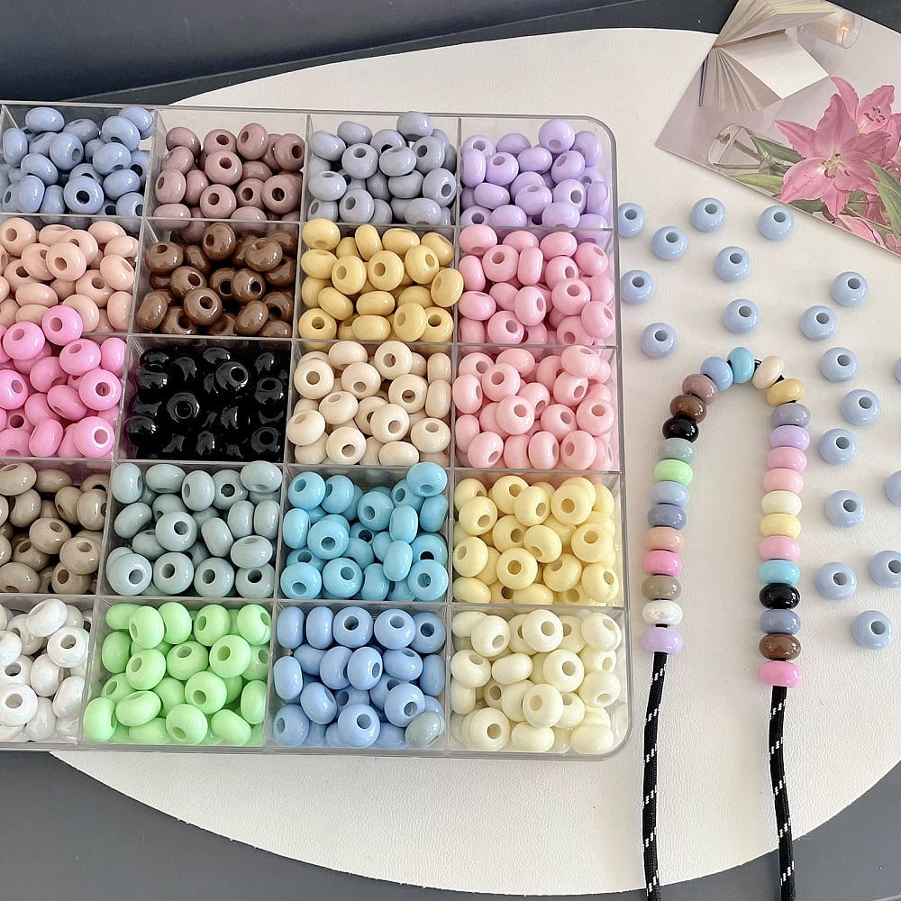 Opaque Acrylic Beads Rondelle Mixed Color 17.5~18x15~16mm Hole: 6.2mm DIY