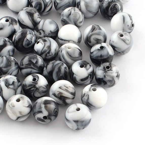 Opaque Acrylic Beads Round Black 8mm Hole: 1.5mm about 1800pcs/500g
