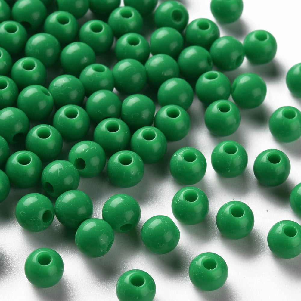 Opaque Acrylic Beads Round Green 6x5mm Hole: 1.8mm 4400pcs/500g