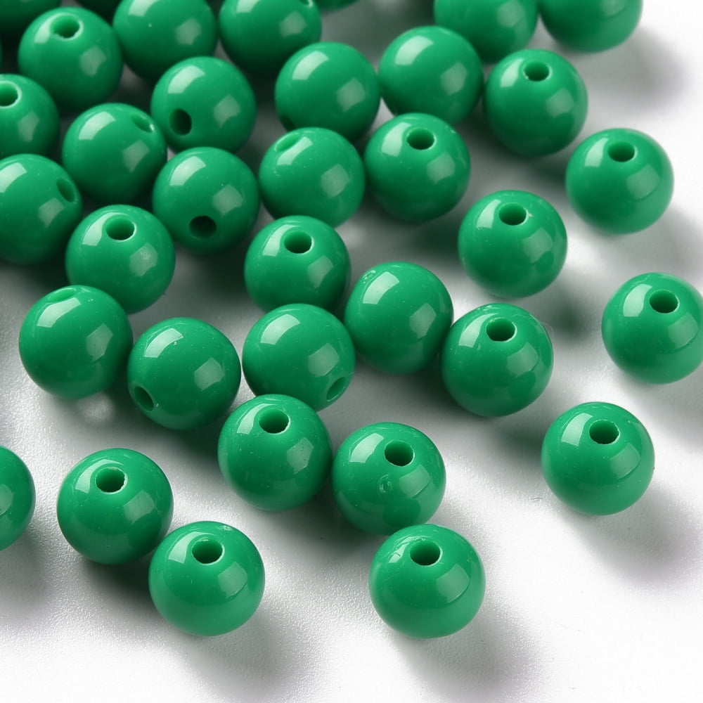 Opaque Acrylic Beads Round Green 8x7mm Hole: 2mm about 1745pcs/500g