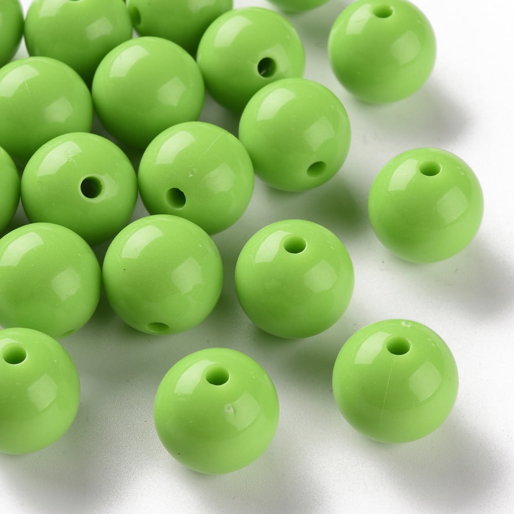 Opaque Acrylic Beads Round Lawn Green 16x15mm Hole: 2.8mm about 220pcs/500g