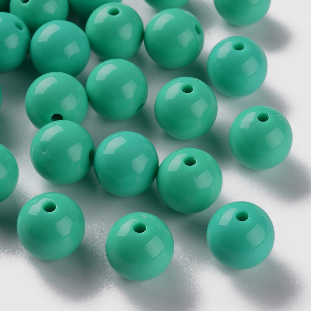 Opaque Acrylic Beads Round Light Sea Green 16x15mm Hole: 2.8mm about 220pcs/500g