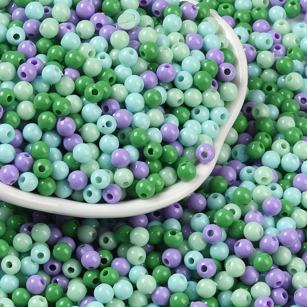 Opaque Acrylic Beads Round Sea Green 4mm Hole: 1.2mm DIY