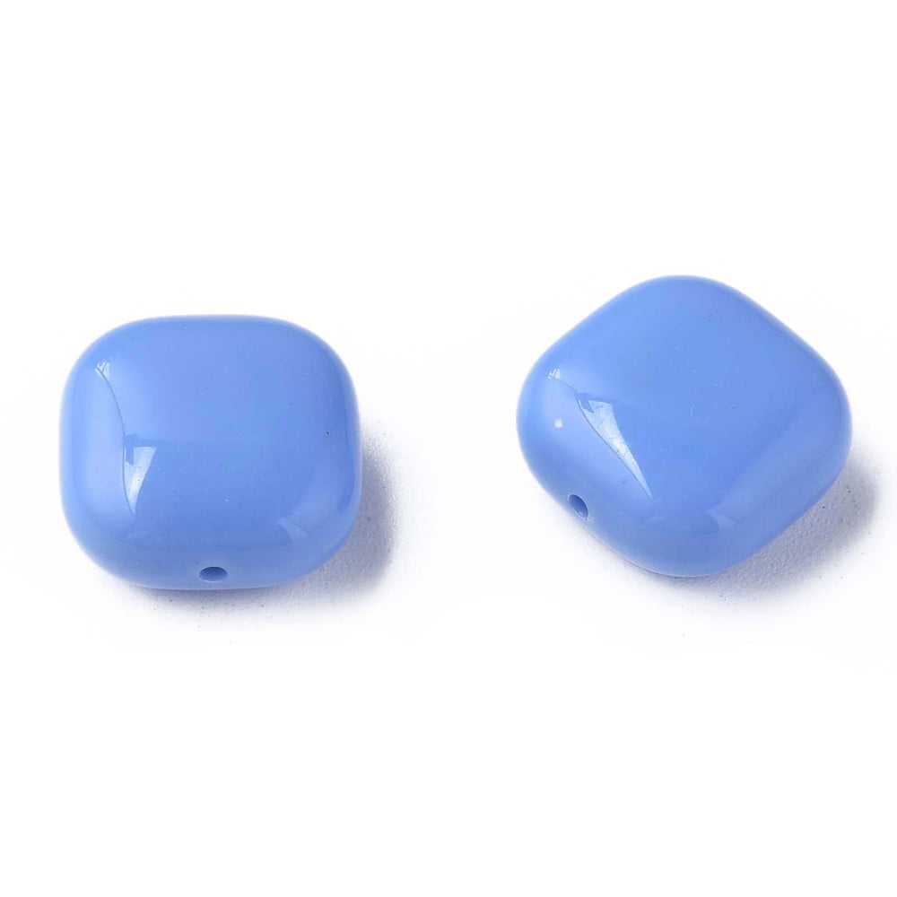 Opaque Acrylic Beads Square Cornflower Blue 15x15x7.5mm Hole: 1.2mm about 375pcs/500g