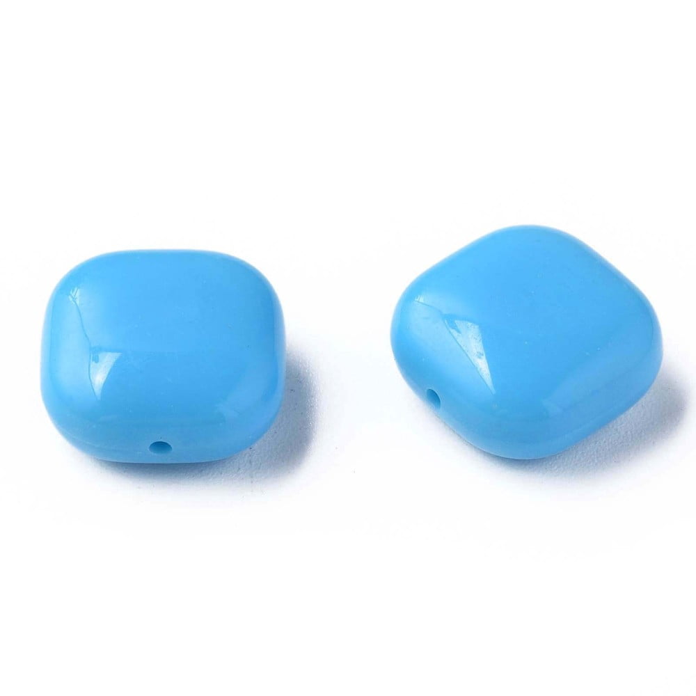 Opaque Acrylic Beads Square Deep Sky Blue 15x15x7.5mm Hole: 1.2mm about 375pcs/500g