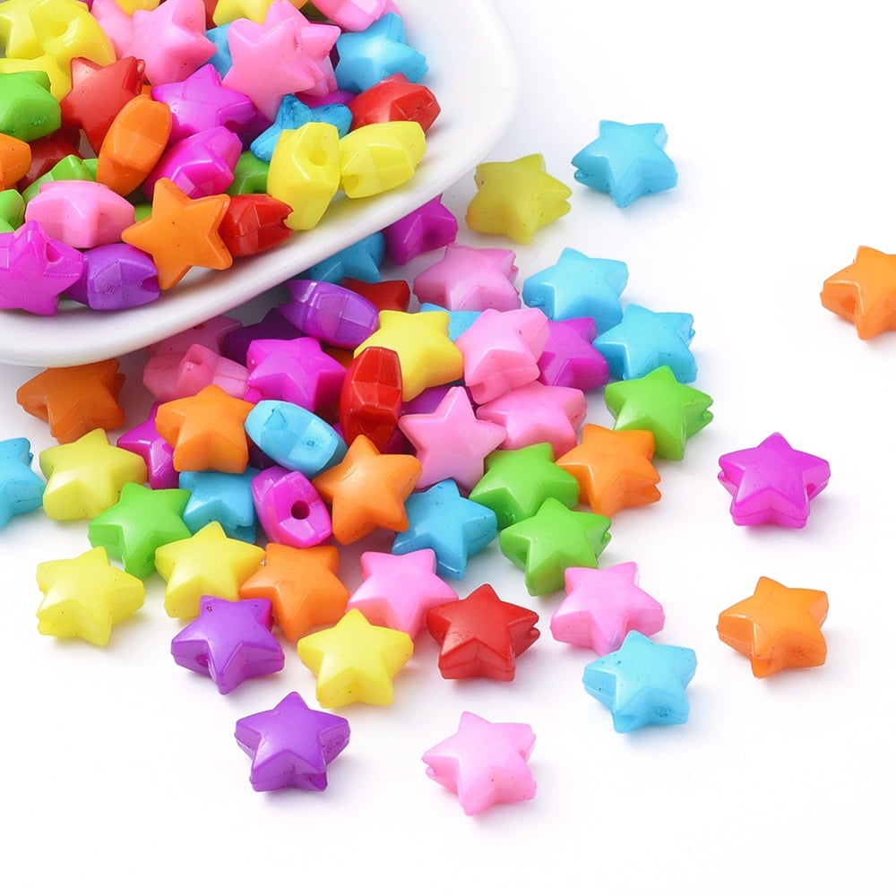 Opaque Acrylic Beads Star Mixed Color 12x12x6mm Hole: 2mm about 1340pcs/500g