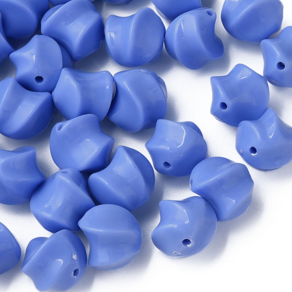 Opaque Acrylic Beads Twist Cornflower Blue 14.5x14x14mm Hole: 1.6mm about 390pcs/500g