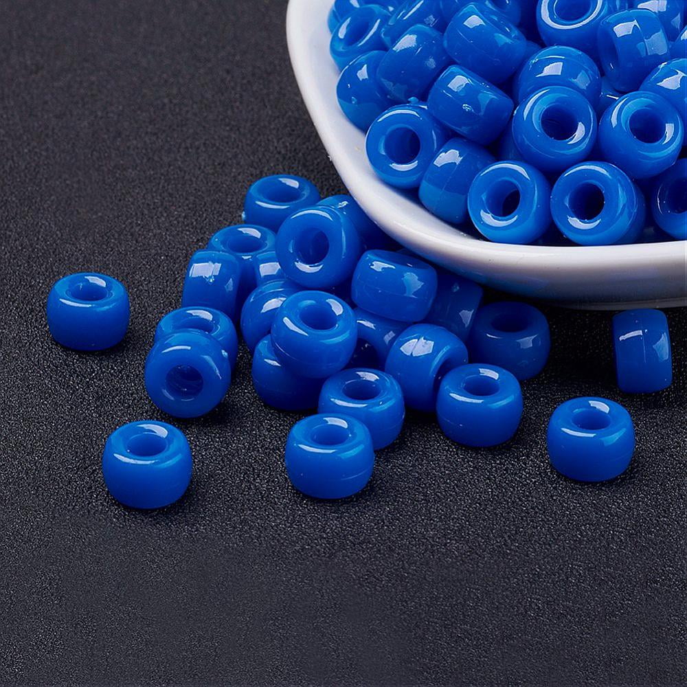 Opaque Acrylic European Beads Barrel Blue 9x6mm Hole: 4mm about 1900pcs/500g