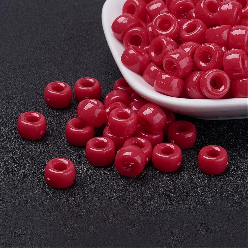 Opaque Acrylic European Beads Barrel Red 9x6mm Hole: 4mm about 1900pcs/500g