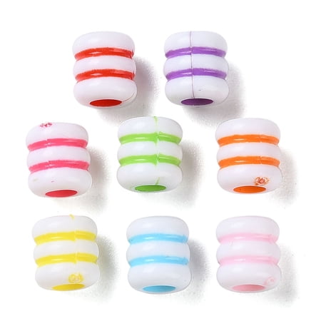 Opaque Acrylic European Beads Craft Style Column Mixed Color 7.5x7mm Hole: 3mm 2500pcs/500g