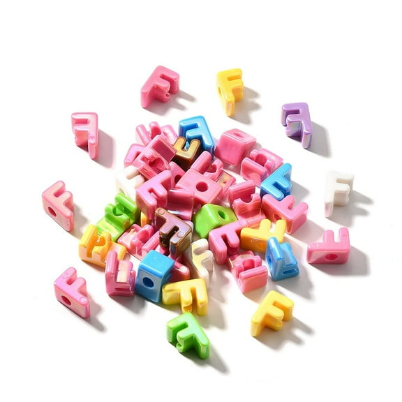 Opaque Acrylic European Beads Large Hole Beads Iridescent Letter Letter F 18.5~22.5x12~20x13~14mm Hole: 6mm