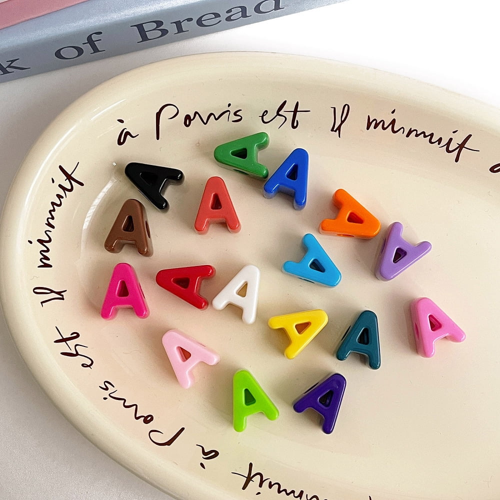 Opaque Acrylic European Beads Large Hole Beads Mixed Color Letter A 21x18.3x13.7mm Hole: 6.3mm 138~252pcs/500g