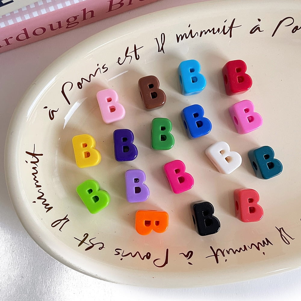 Opaque Acrylic European Beads Large Hole Beads Mixed Color Letter B 20.5x15.2x13.7mm Hole: 6.3mm 138~252pcs/500g